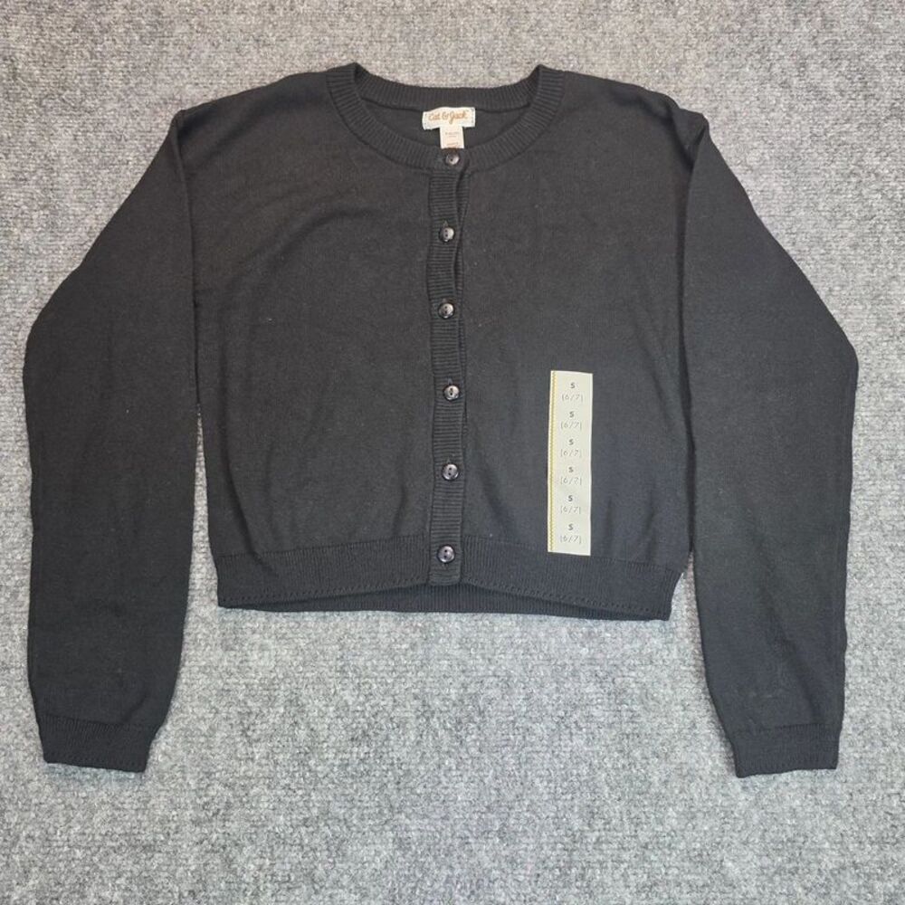 Girls Black Classic Button Front Knit Cardigan Size 6/7